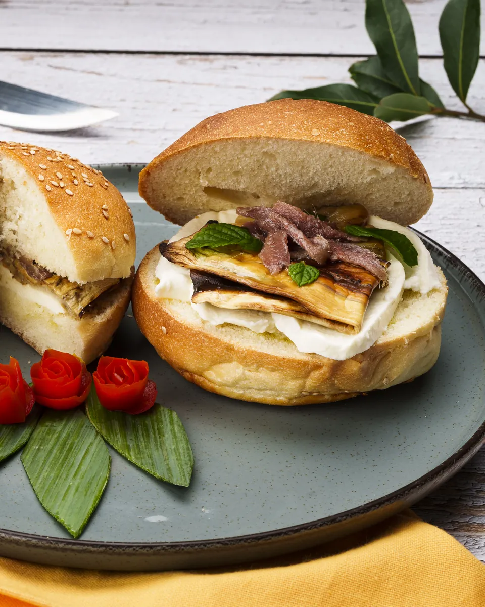 Paninetti con melanzane, zucchine, mozzarella e acciughe