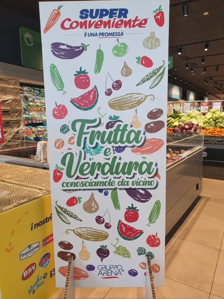 Locandina del progetto Frutta e verdura: conosciamole da vicino, in un supermercato